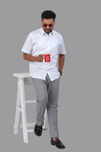 GREEN PARK Men's Premium White Shirt - Half Sleeve