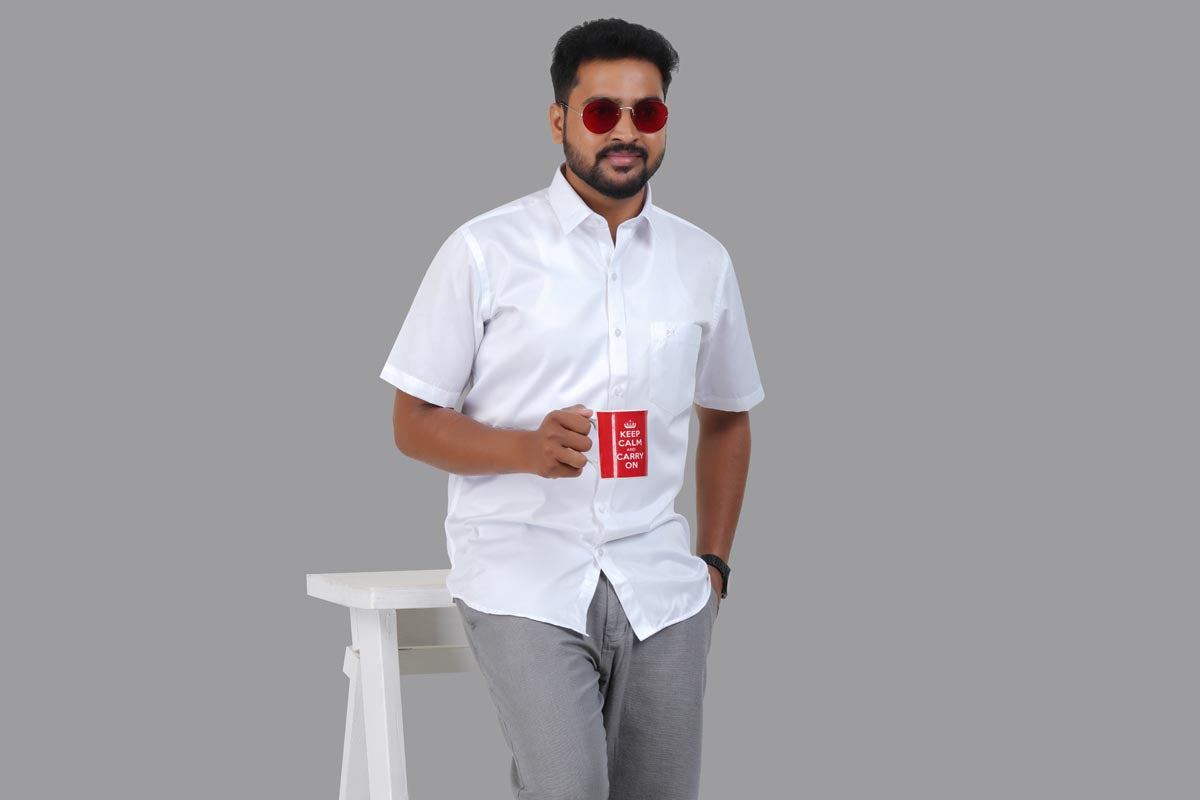 GREEN PARK Men's Premium White Shirt - 3355