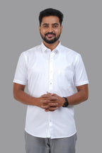 GREEN PARK Men's Premium White Shirt - Half Sleeve