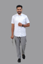 GREEN PARK Men's Premium White Shirt - Half Sleeve
