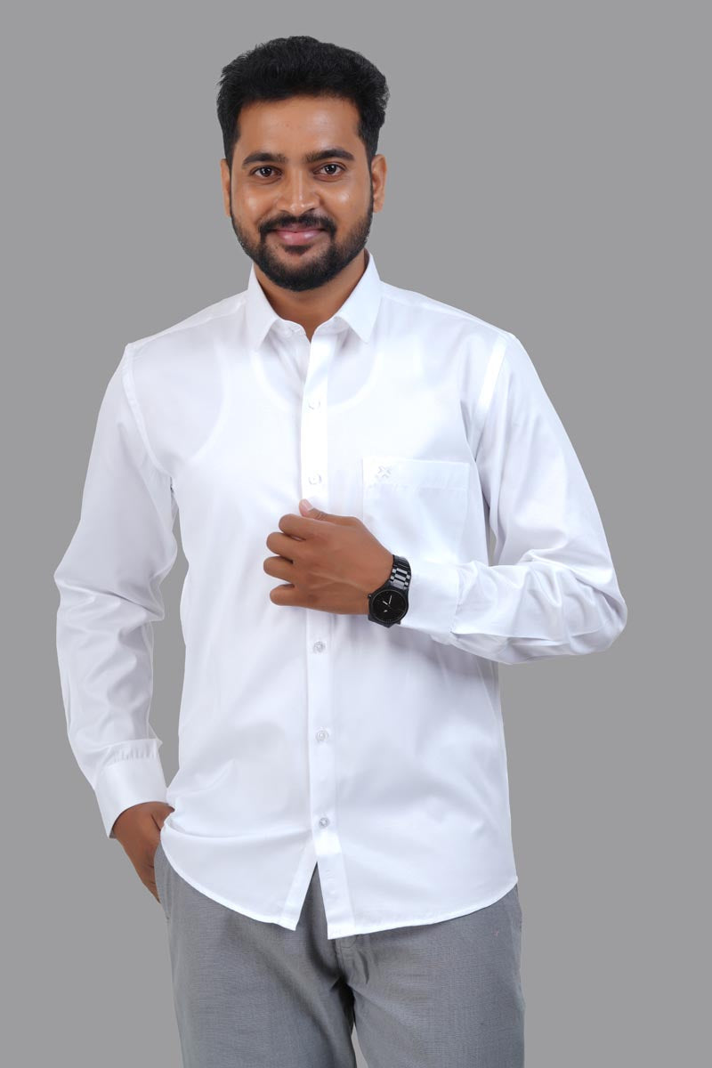GREEN PARK Men's Premium White Shirt - Full Sleeve