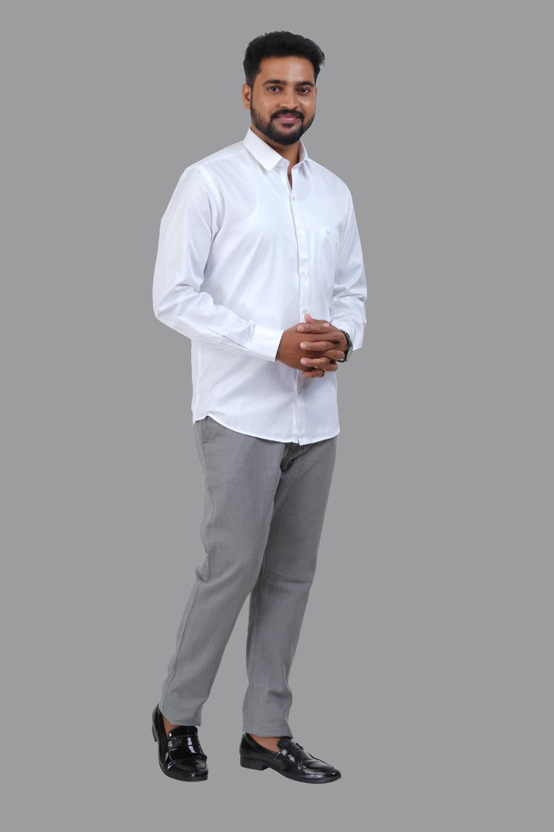 GREEN PARK Men's Premium White Shirt - Full Sleeve