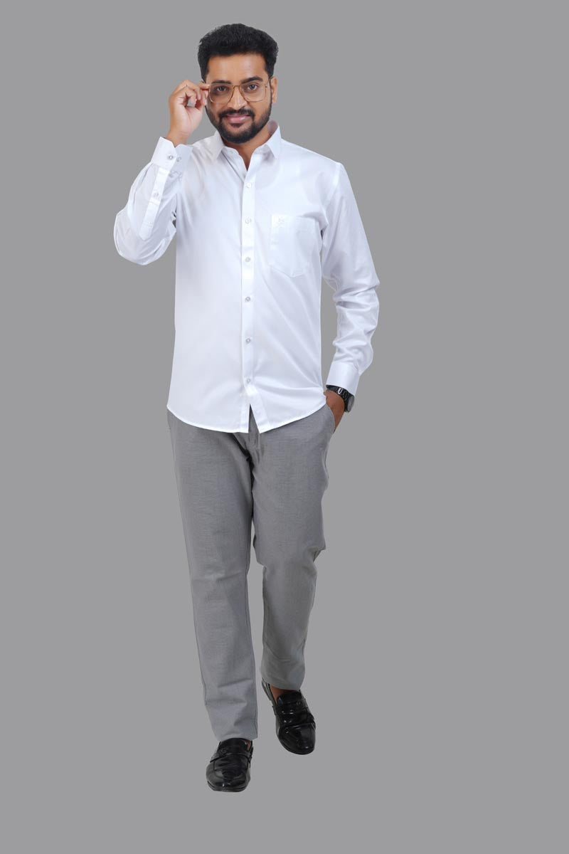 GREEN PARK Men's Premium White Shirt - Full Sleeve