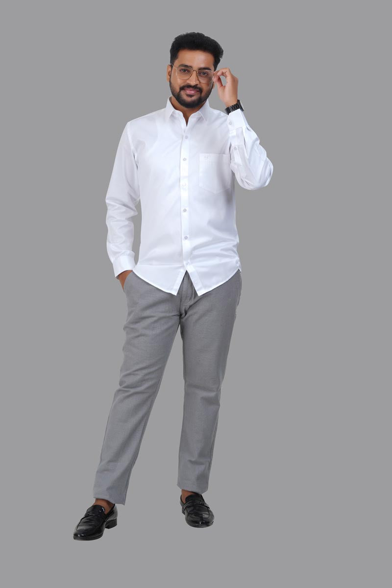 GREEN PARK Men's Premium White Shirt - Full Sleeve