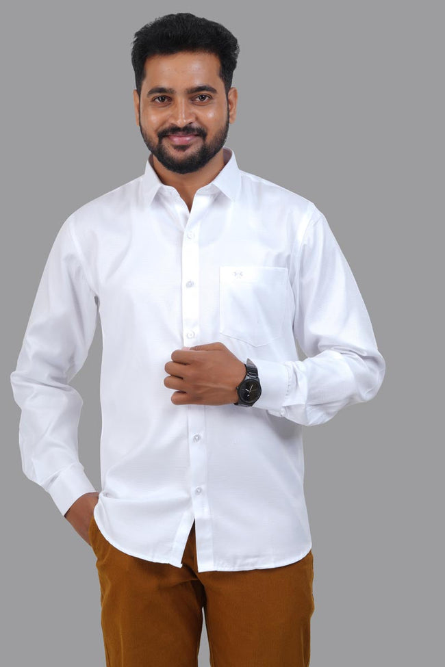 GREEN PARK Men's Premium White Shirt - Full Sleeve Hover Image