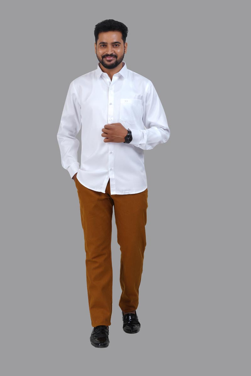 GREEN PARK Men's Premium White Shirt - Full Sleeve