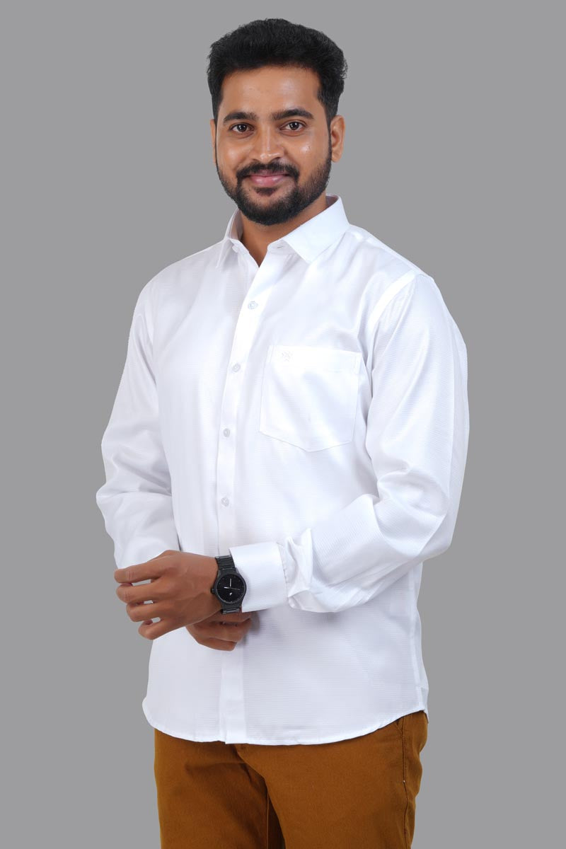 GREEN PARK Men's Premium White Shirt - Full Sleeve