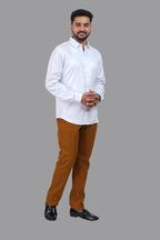 GREEN PARK Men's Premium White Shirt - Full Sleeve