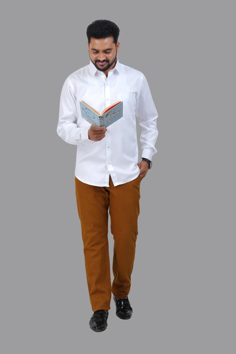 GREEN PARK Men's Premium White Shirt - Full Sleeve