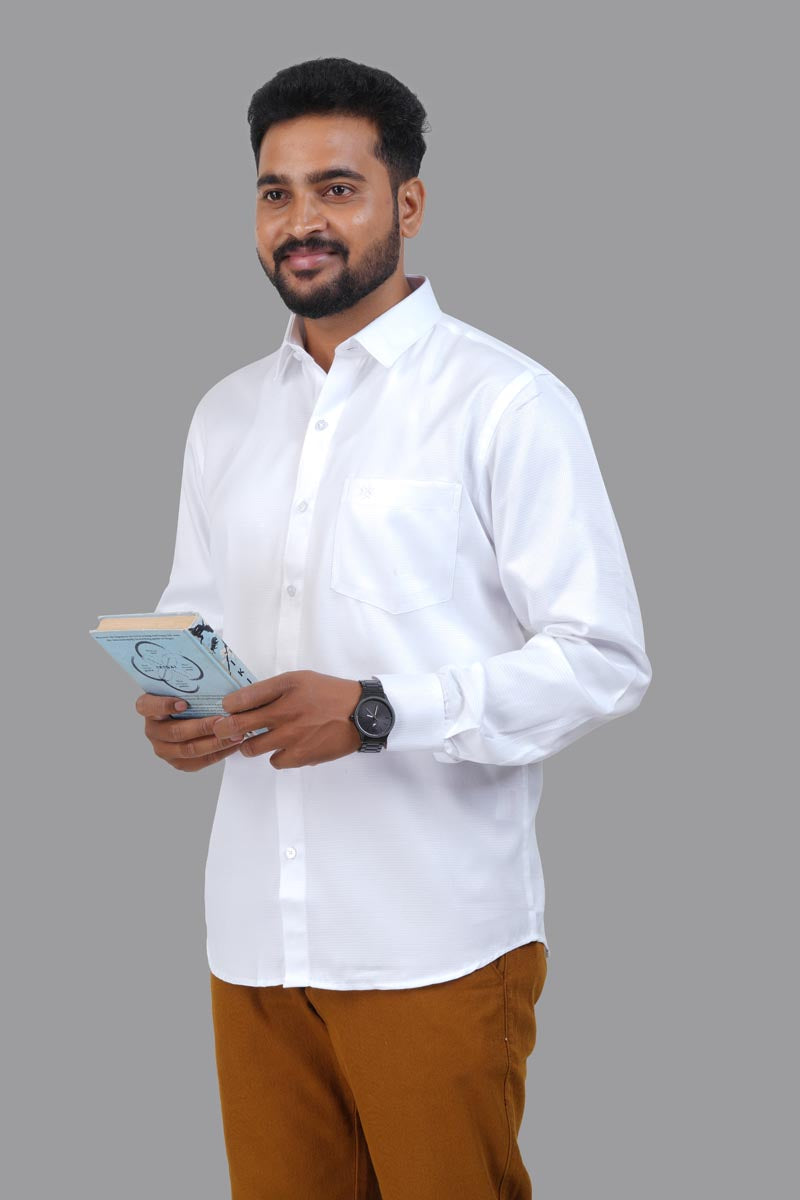 GREEN PARK Men's Premium White Shirt - Full Sleeve