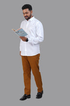 GREEN PARK Men's Premium White Shirt - Full Sleeve