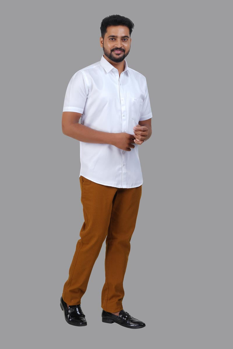 GREEN PARK Men's Premium White Shirt - Half Sleeve