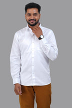 GREEN PARK Men's Premium White Shirt - Full Sleeve