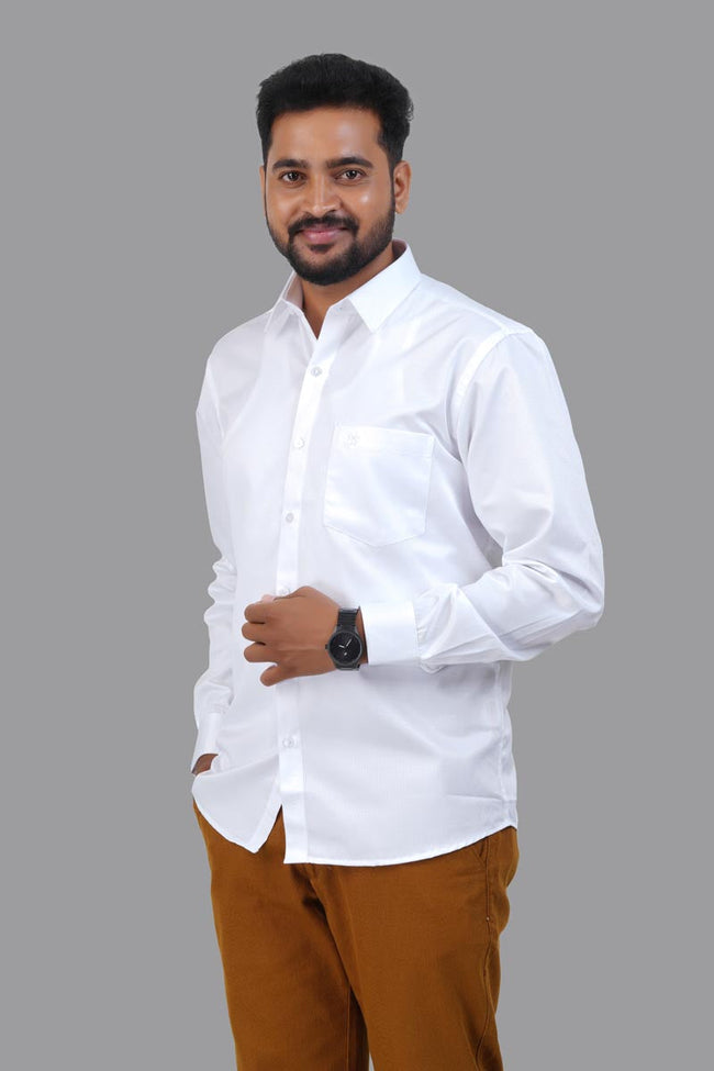 GREEN PARK Men's Premium White Shirt - Full Sleeve Main Image