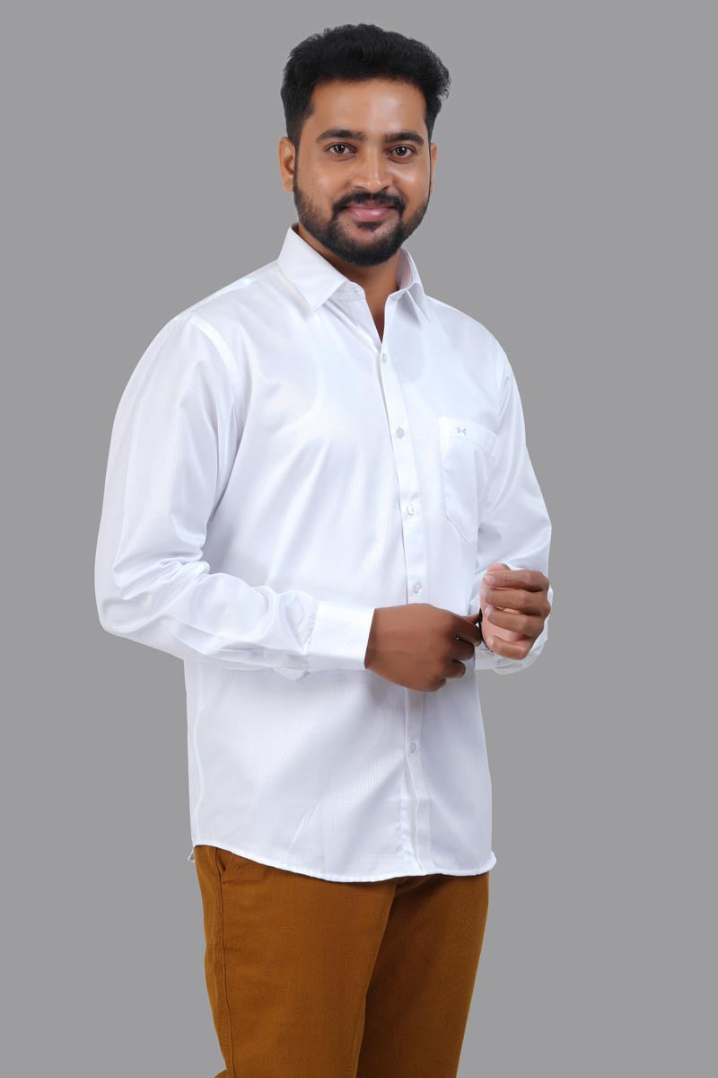 GREEN PARK Men's Premium White Shirt - Full Sleeve