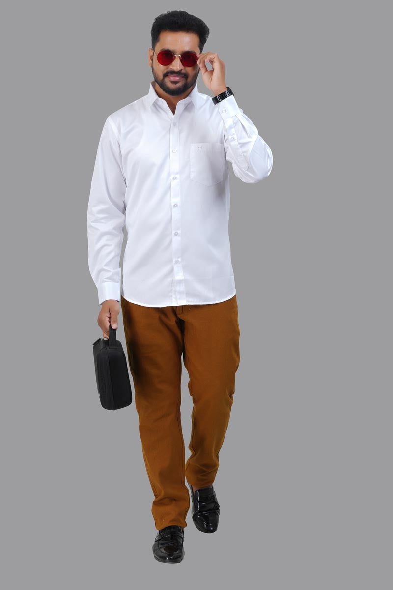 GREEN PARK Men's Premium White Shirt - Full Sleeve