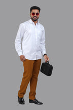 GREEN PARK Men's Premium White Shirt - Full Sleeve