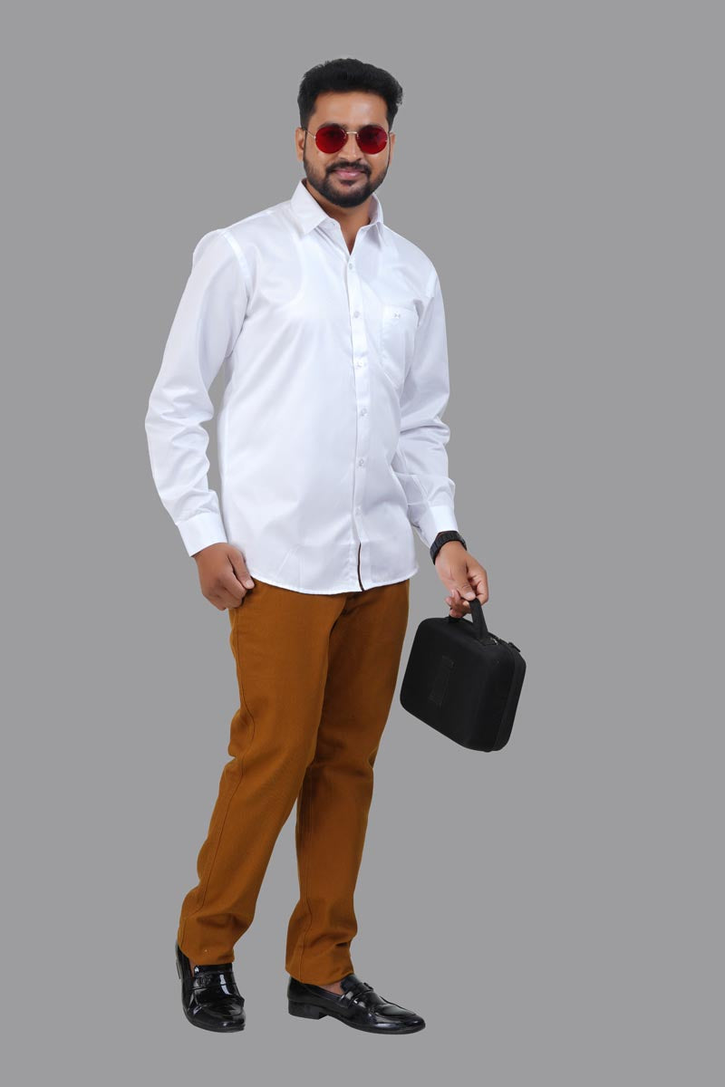 GREEN PARK Men's Premium White Shirt - Full Sleeve
