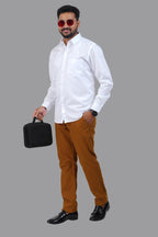 GREEN PARK Men's Premium White Shirt - Full Sleeve