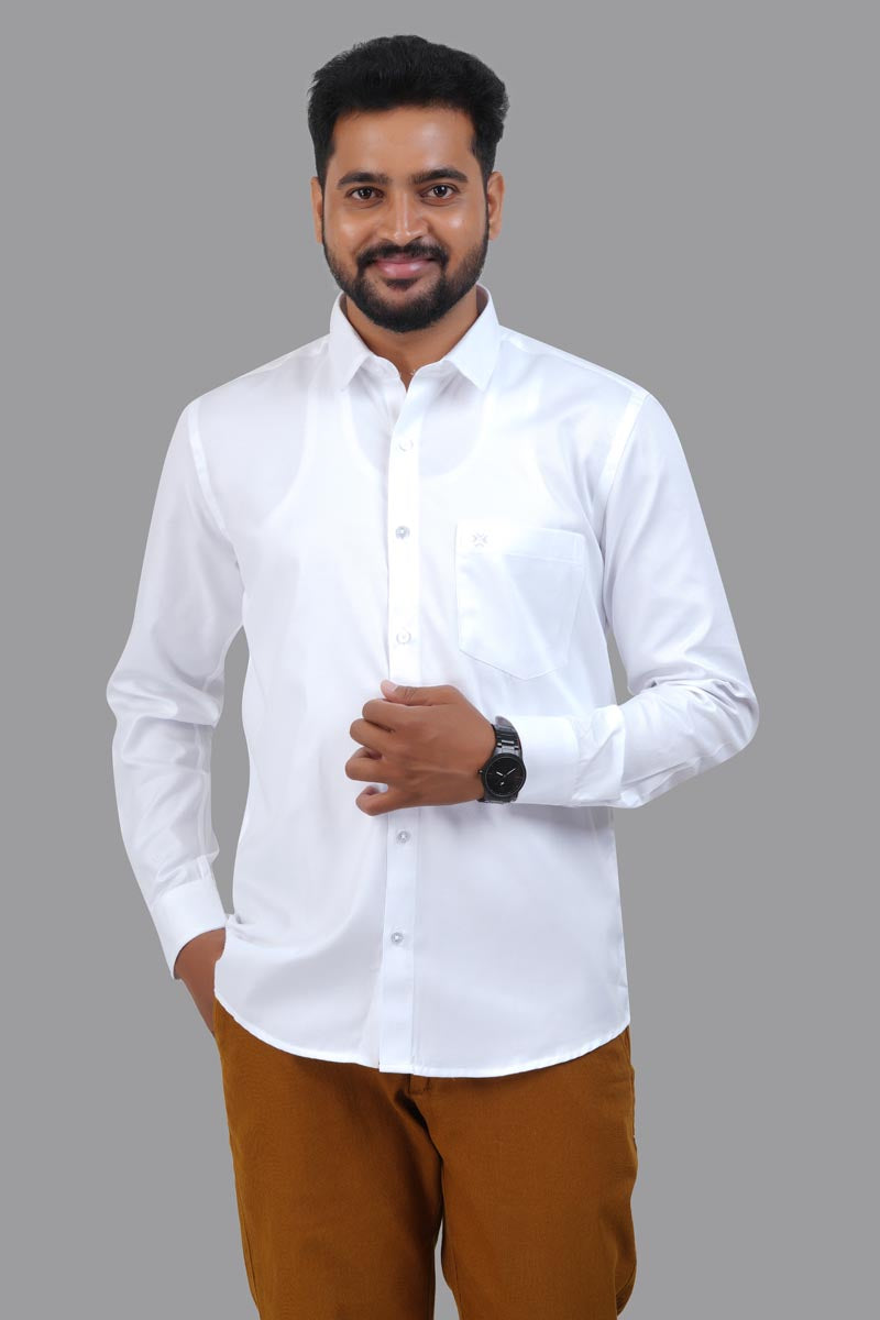 GREEN PARK Men's Premium White Shirt - Full Sleeve