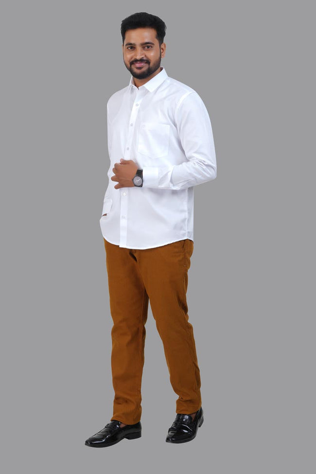 GREEN PARK Men's Premium White Shirt - Full Sleeve Main Image