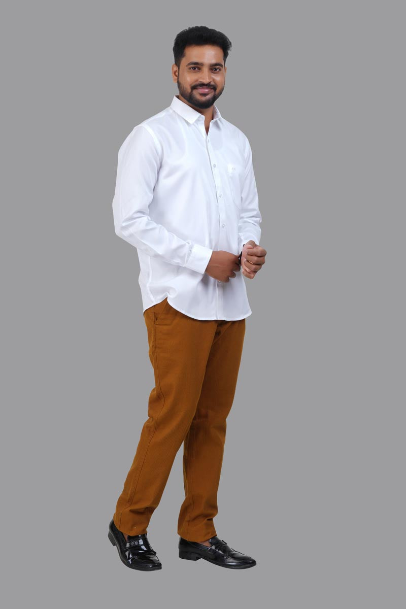 GREEN PARK Men's Premium White Shirt - Full Sleeve
