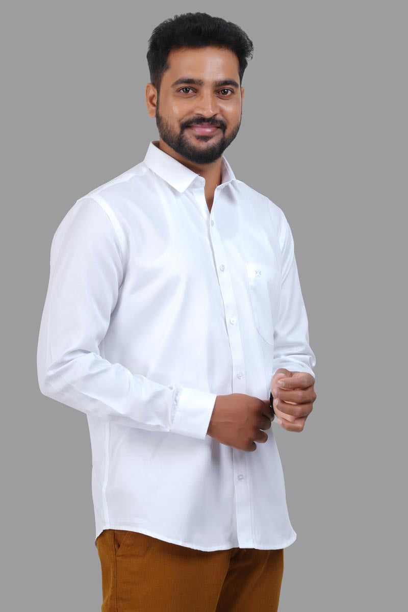 GREEN PARK Men's Premium White Shirt - Full Sleeve