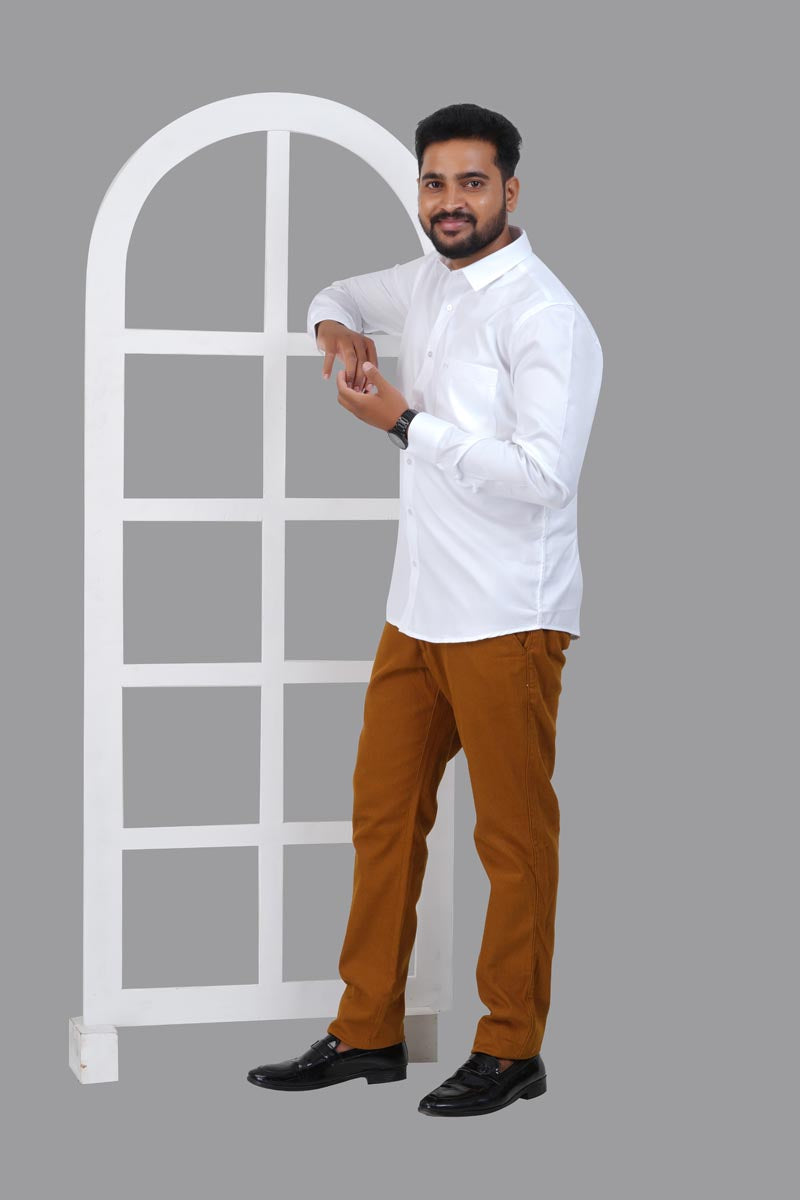 GREEN PARK Men's Premium White Shirt - Full Sleeve