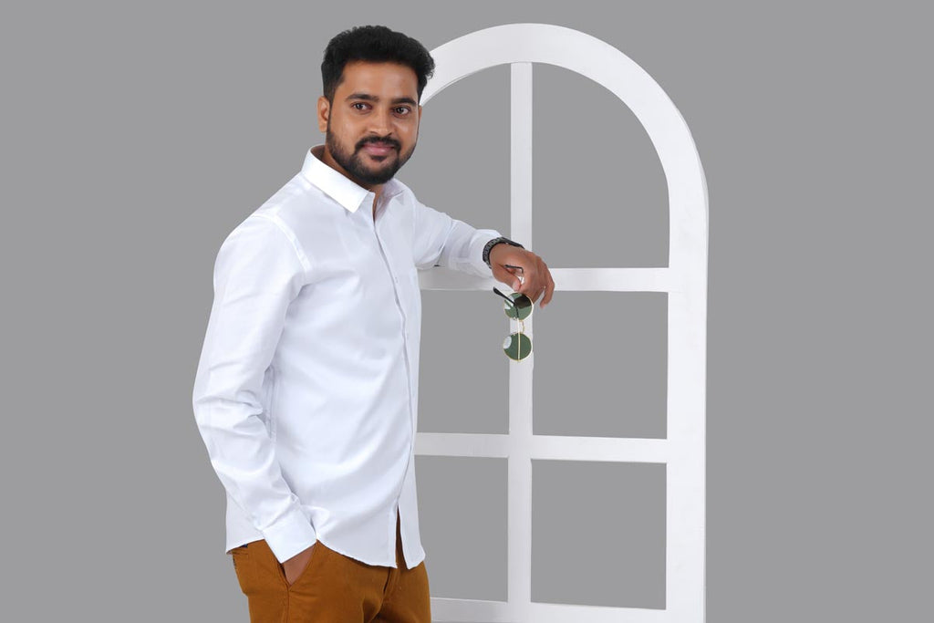 GREEN PARK Men's Premium White Shirt - Full Sleeve