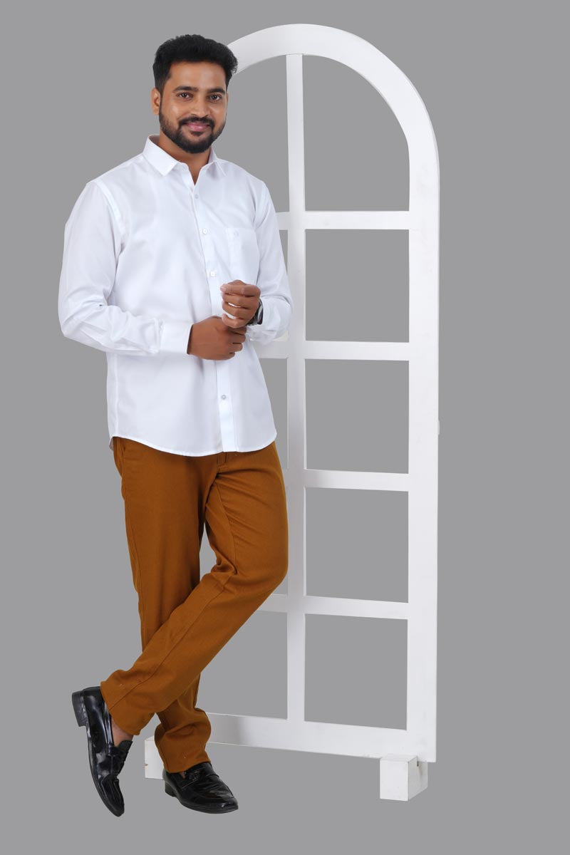 GREEN PARK Men's Premium White Shirt - Full Sleeve