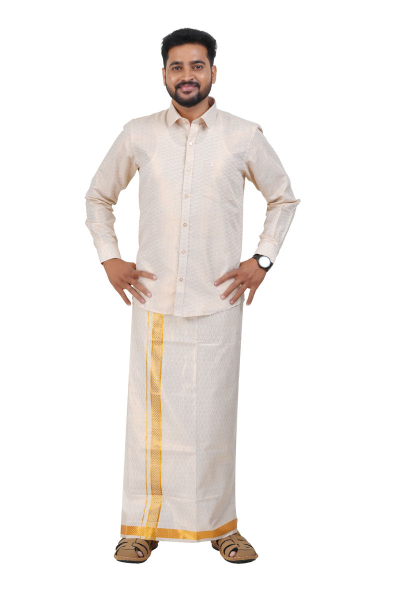 Vaibhav Gold Tissue Single Set-Full Sleeve