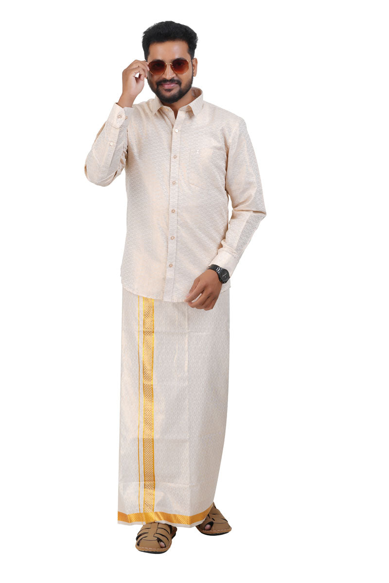 Vaibhav Gold Tissue Single Set-Full Sleeve