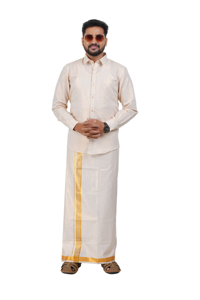 Vaibhav Gold Tissue Single Set-Full Sleeve