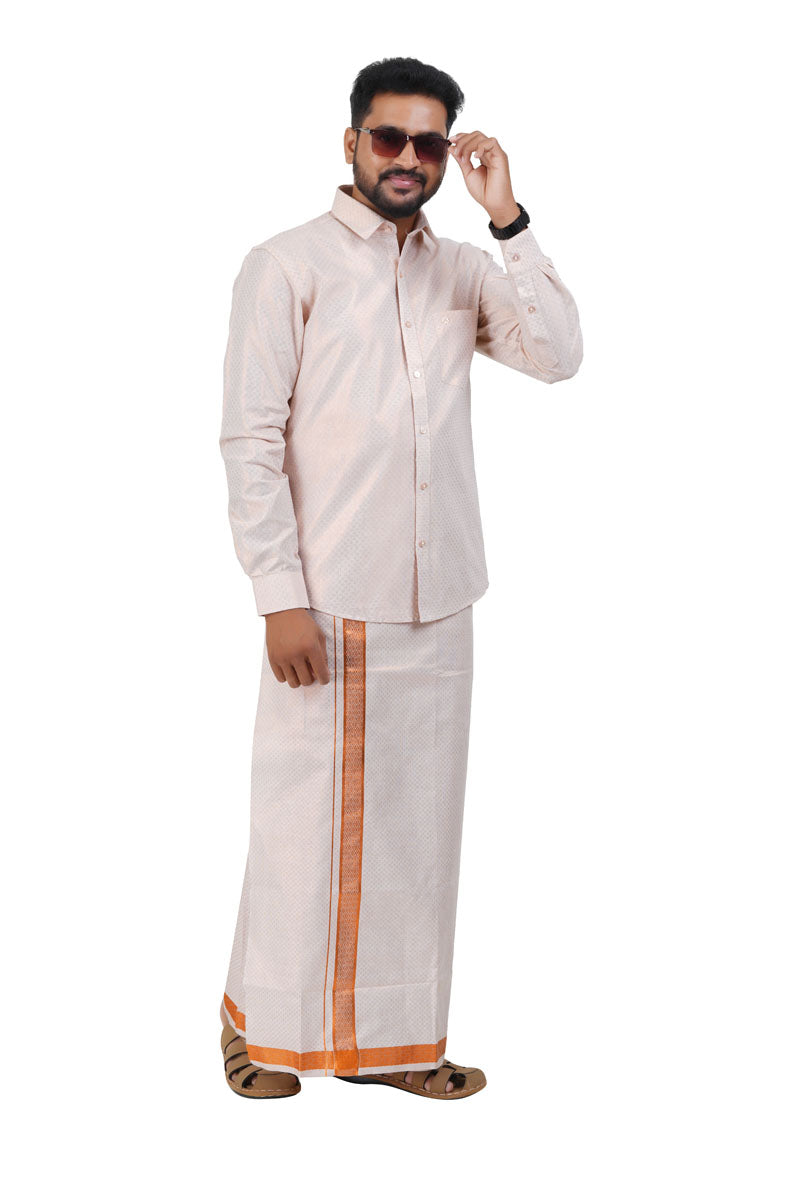 Vaibhav Copper Tissue Single Set-Full Sleeve