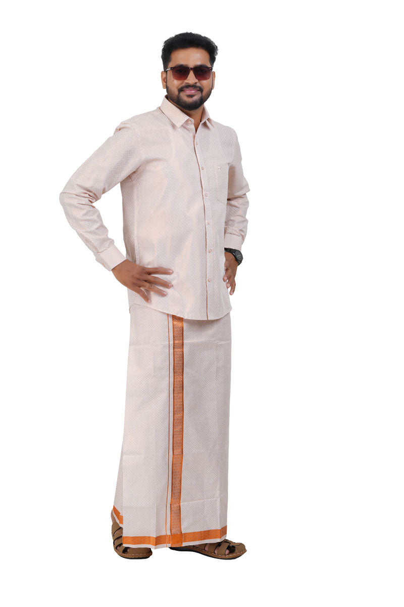 Vaibhav Copper Tissue Single Set-Full Sleeve