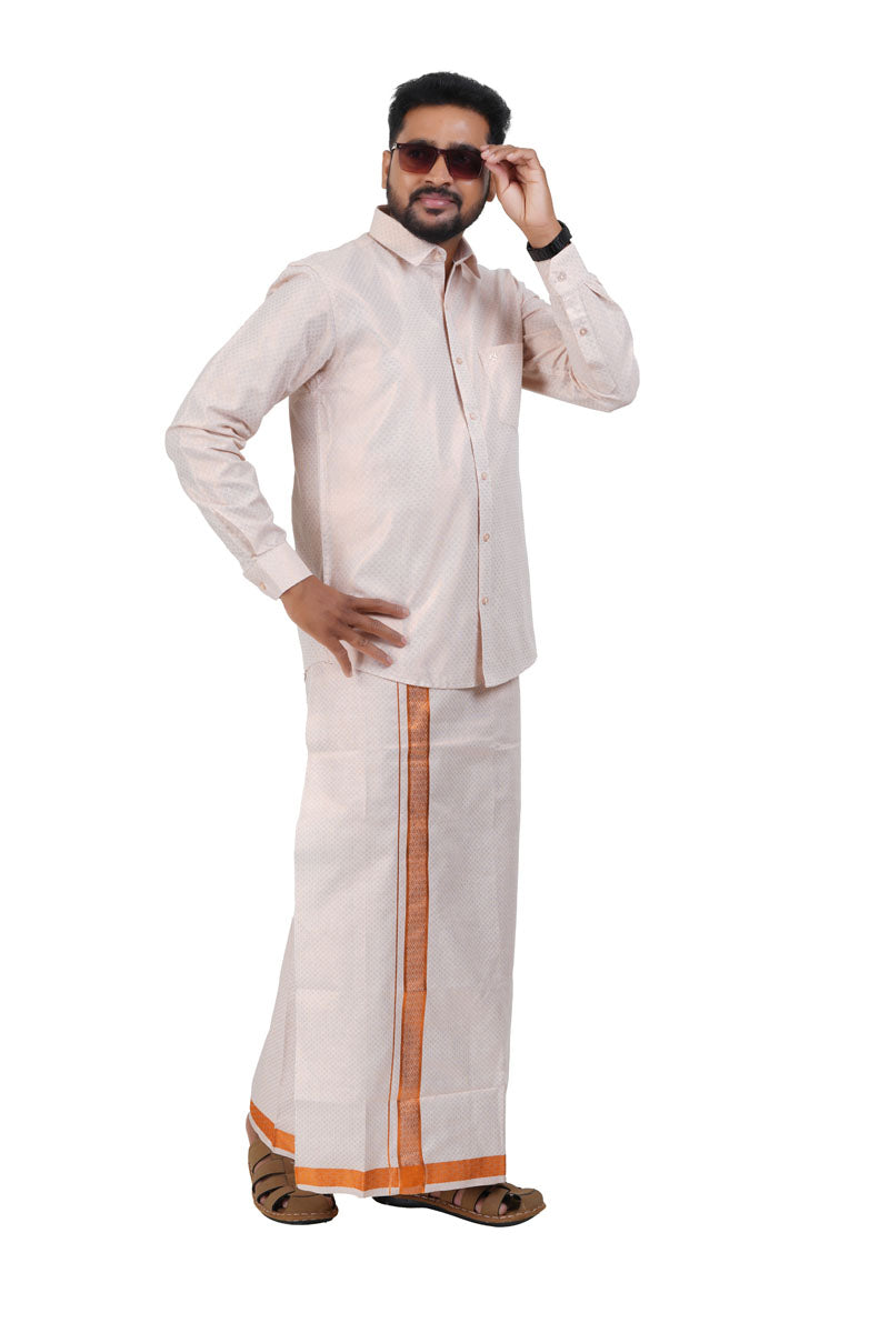 Vaibhav Copper Tissue Single Set-Full Sleeve