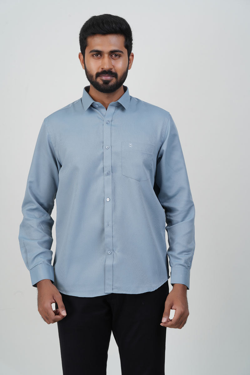 Yamaha Men’s Formal Shirt – Steel Blue – Full Sleeve