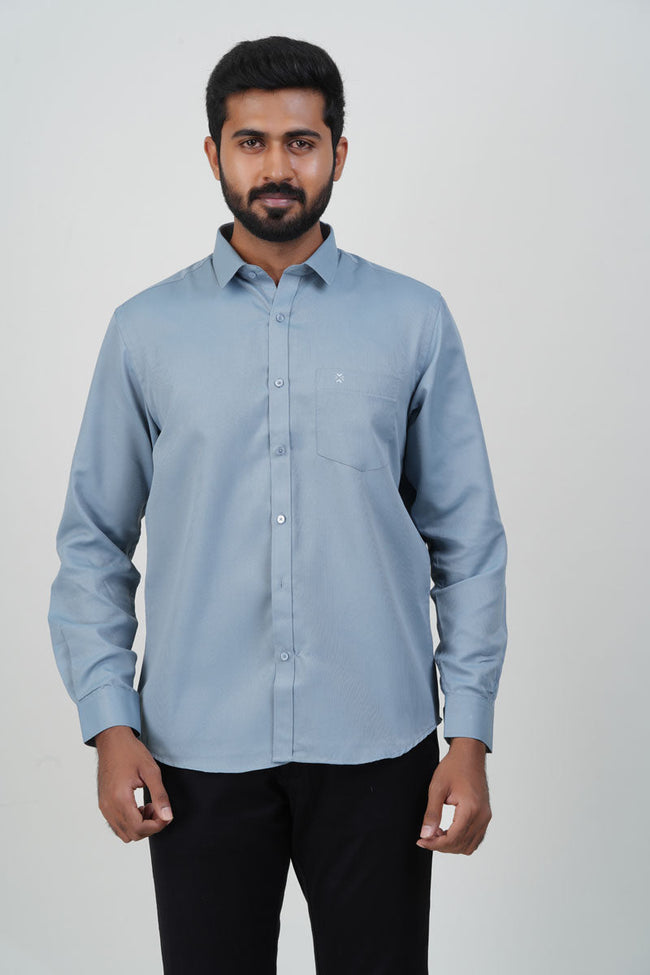 Yamaha Men’s Formal Shirt – Steel Blue – Full Sleeve Hover Image