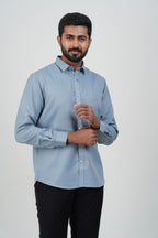 Yamaha Men’s Formal Shirt – Steel Blue – Full Sleeve