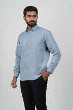 Yamaha Men’s Formal Shirt – Steel Blue – Full Sleeve