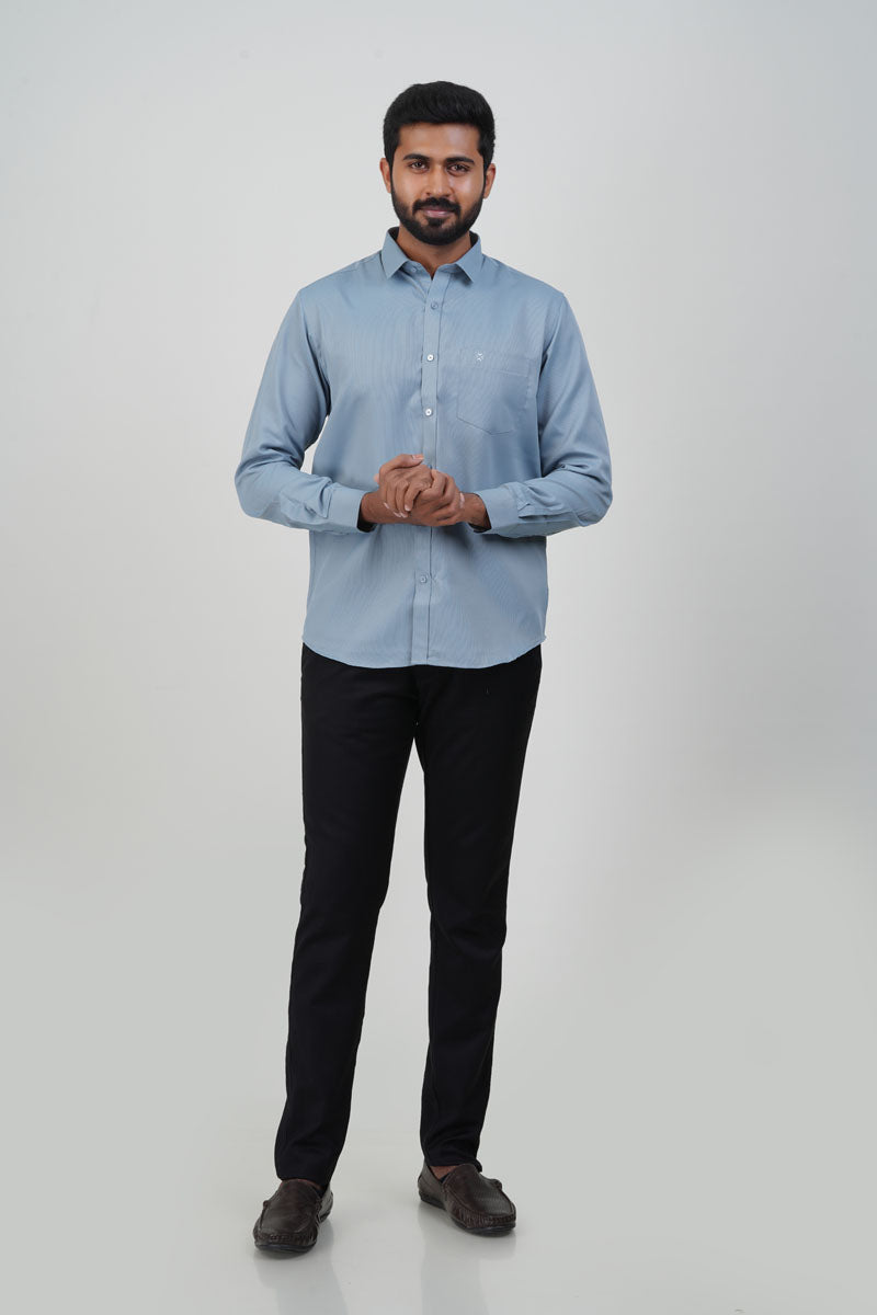 Yamaha Men’s Formal Shirt – Steel Blue – Full Sleeve