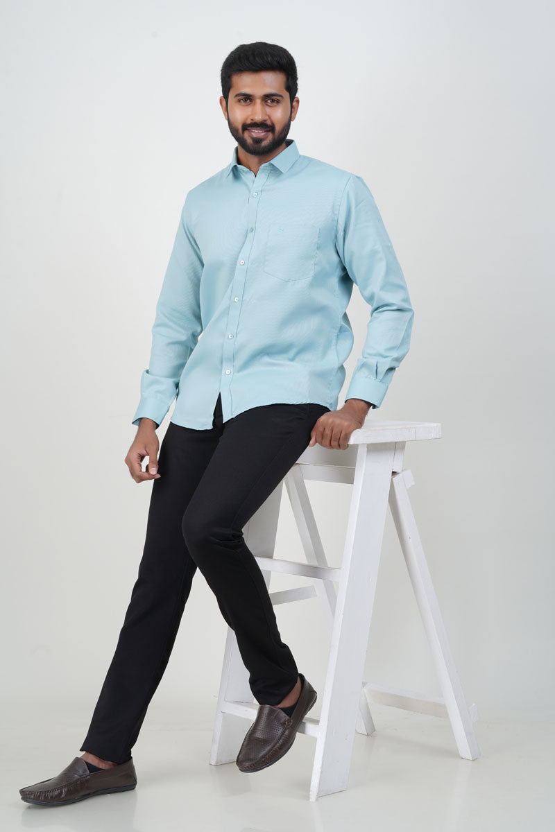 Yamaha Men’s Formal Shirt – Mint Blue – Full Sleeve
