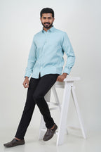 Yamaha Men’s Formal Shirt – Mint Blue – Full Sleeve