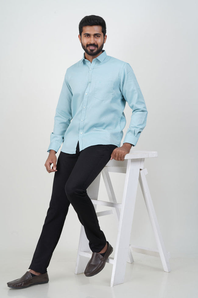 Yamaha Men’s Formal Shirt – Mint Blue – Full Sleeve Main Image