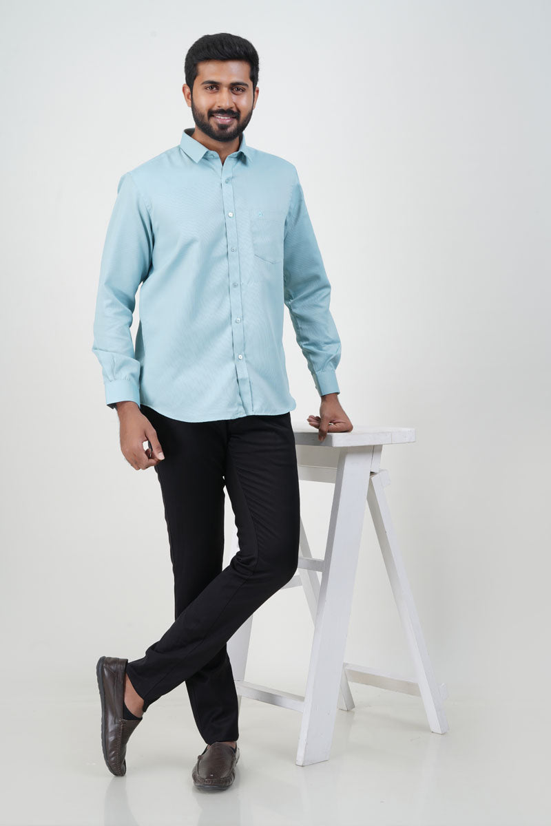 Yamaha Men’s Formal Shirt – Mint Blue – Full Sleeve