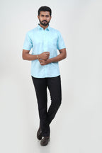 Newyork Men’s Formal Shirt – Aqua Blue – Half Sleeve