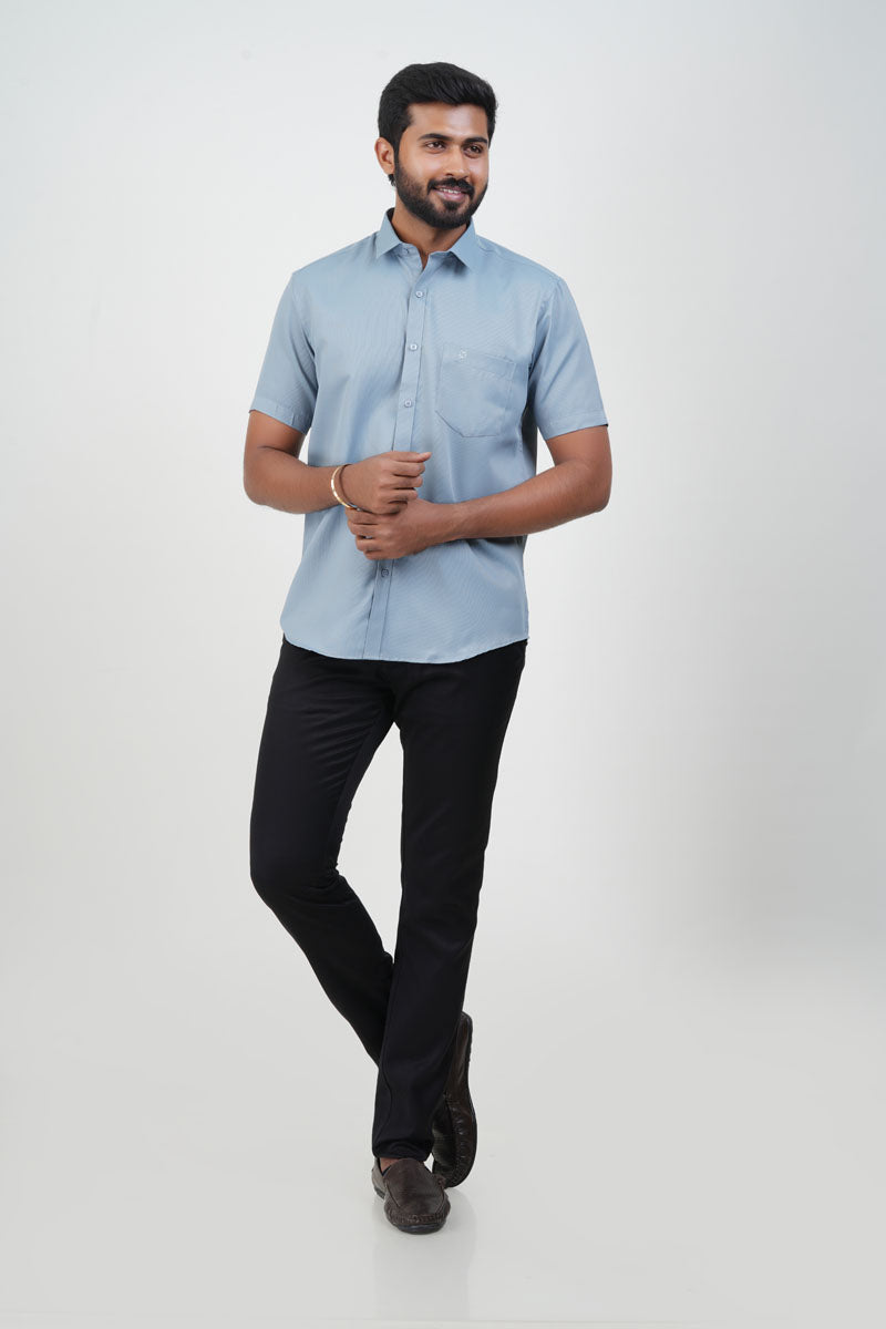Yamaha Men’s Formal Shirt – Steel Blue – Half Sleeve