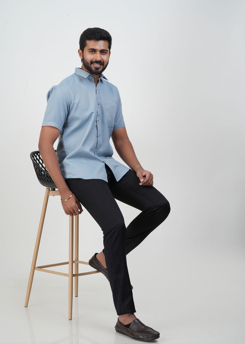 Yamaha Men’s Formal Shirt – Steel Blue – Half Sleeve