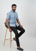 Yamaha Men’s Formal Shirt – Steel Blue – Half Sleeve
