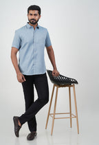 Yamaha Men’s Formal Shirt – Steel Blue – Half Sleeve
